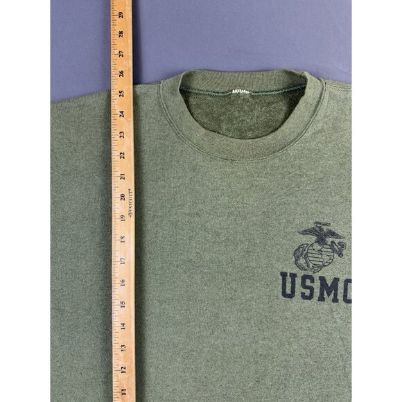 Rare Vintage USMC Forest Olive Green Faded Sweater Crewneck Marine Corps Hype - Picture 13 of 13